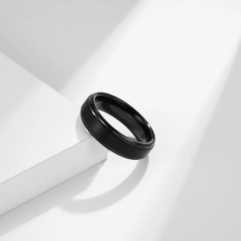 Minimalist Tungsten Carbide Ring For Men Women Black Brushed Matte Finish Polished Edge Wedding Band Fashion Finger Jewelry