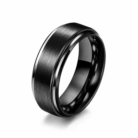 Herren Wolframstahl Ring Matt Schwarz Gebürstet Hochzeitsband Einfach Modern Industriestil Mode Schmuck Fingerring