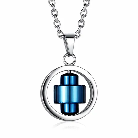 Rotatable Cylinder Pendant Necklace Stainless Steel Spinning Fidget Anxiety Relief Jewelry For Men Women Punk Street Wear Gift