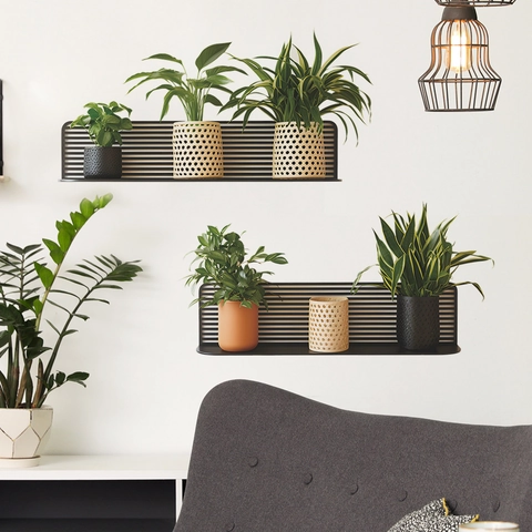 3D Simuliertes Grünes Pflanzenregal Wandtattoo PVC Abnehmbare Kreative Kunst Wandbild Für Wohnzimmer Schlafzimmer Home Decor