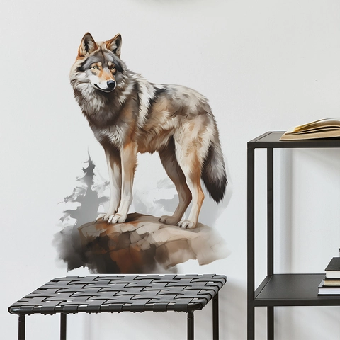 Watercolor Wolf Wall Sticker Realistic Animal PVC Wall Decal For Bedroom Living Room Background Decor Modern Art Poster