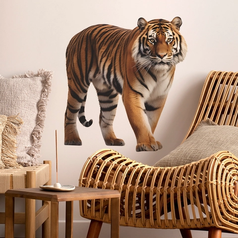 Realistic 3D Tiger Wall Sticker PVC Waterproof Animal Mural Decal For Living Room Bedroom Home Office Art Decoration