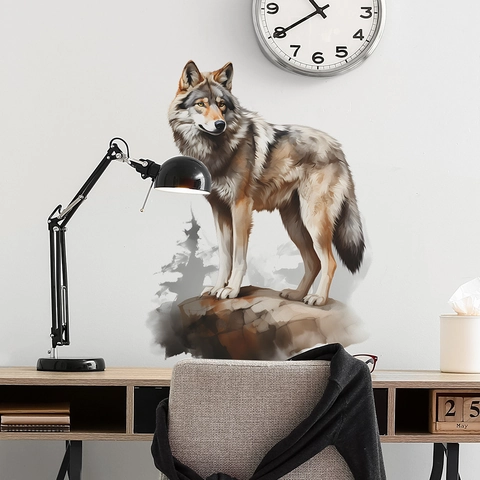 Watercolor Wolf Wall Sticker Realistic Animal PVC Wall Decal For Bedroom Living Room Background Decor Modern Art Poster
