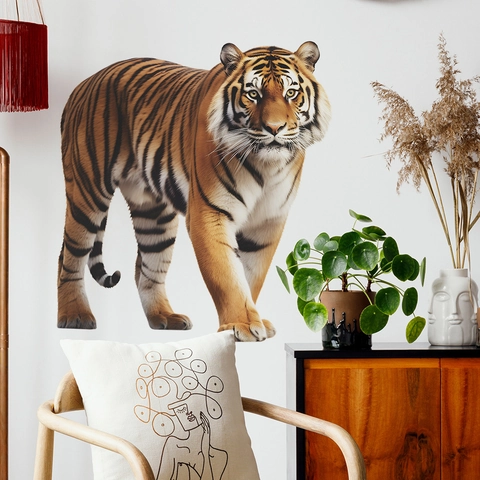 Realistic 3D Tiger Wall Sticker PVC Waterproof Animal Mural Decal For Living Room Bedroom Home Office Art Decoration