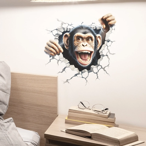 Kreatives 3D Gebrochene Wand Gorilla Wandtattoo Abnehmbares PVC Tier Wandbild Dekor Für Wohnzimmer Schlafzimmer Badezimmer Arbeitszimmer