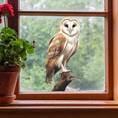 Realistischer Eulen Fensteraufkleber Statische Haftung PVC Abnehmbar UV Druck Tier Dekor Für Zuhause Glas Wohnzimmer Schlafzimmer