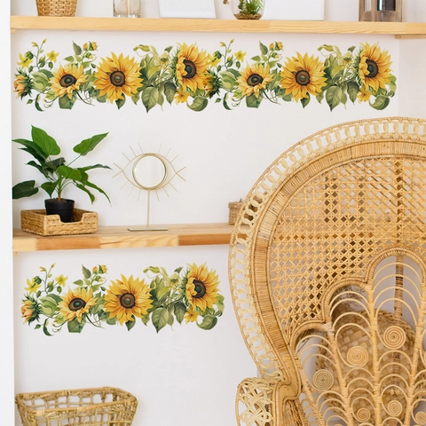 Zonnebloem PVC Muurstickers Verwijderbare Botanische Florale Muurstickers Voor Slaapkamer Woonkamer Keuken Home Decor fun-f105