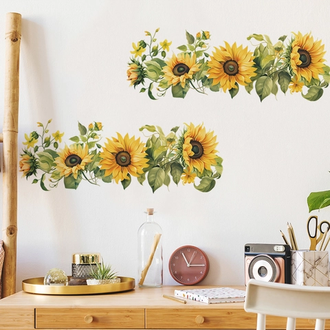Zonnebloem PVC Muurstickers Verwijderbare Botanische Florale Muurstickers Voor Slaapkamer Woonkamer Keuken Home Decor fun-f105