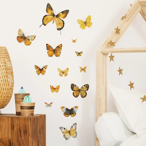 Pegatinas de Pared de Mariposa de Acuarela Calcomanías de PVC Removibles para Dormitorio Sala de Estar DIY Decoración Pared