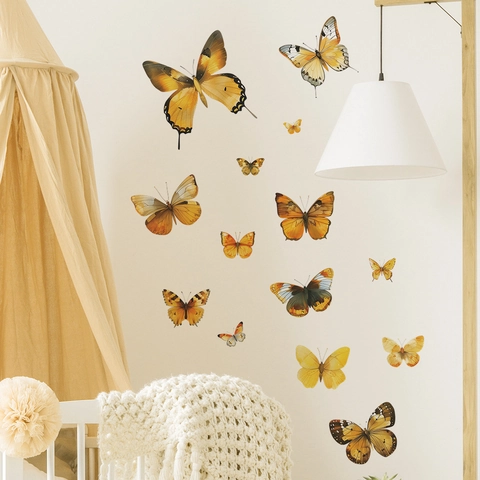 Pegatinas de Pared de Mariposa de Acuarela Calcomanías de PVC Removibles para Dormitorio Sala de Estar DIY Decoración Pared