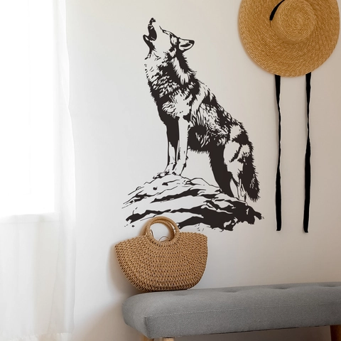 Modern Howling Wolf Silhouette Wall Sticker PVC Sketch Art Animal Decal For Living Room Bedroom Self Adhesive Wall Decor