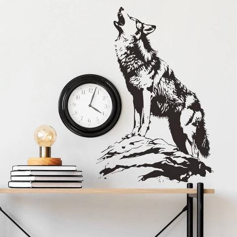 Modern Howling Wolf Silhouette Wall Sticker PVC Sketch Art Animal Decal For Living Room Bedroom Self Adhesive Wall Decor