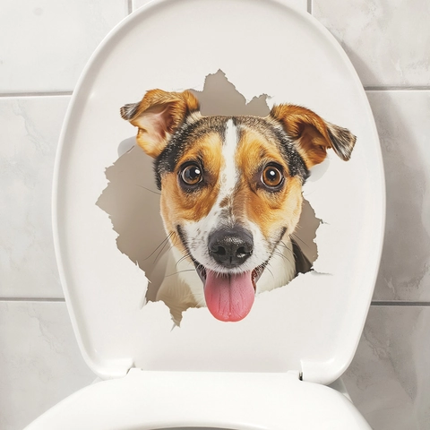 3D Puppy Hond Toilet Sticker Waterdicht PVC Gescheurd Gat Muursticker Voor Badkamer Toilet Grappige Creatieve Huisdecoratie