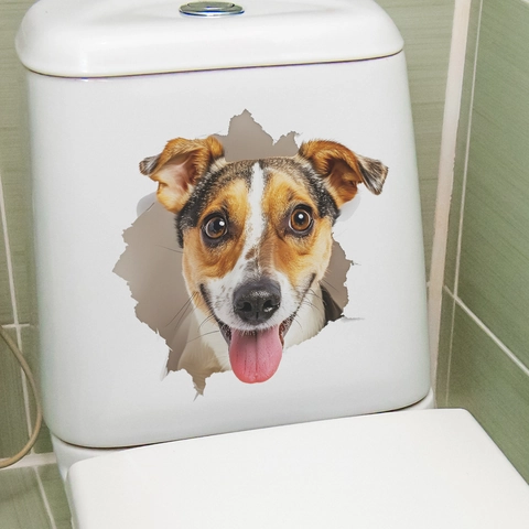 3D Puppy Hond Toilet Sticker Waterdicht PVC Gescheurd Gat Muursticker Voor Badkamer Toilet Grappige Creatieve Huisdecoratie