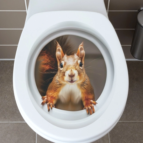3D Realistische Eekhoorn Toiletsticker PVC Waterdicht Creatieve Dieren Muursticker Voor Badkamer Decor Verwijderbare Toiletdeksel Sticker