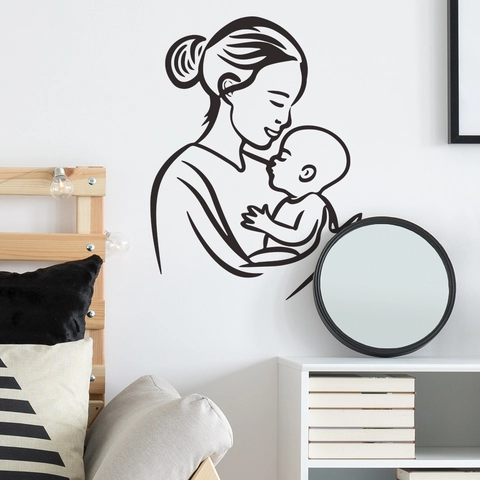 Adesivo Murale Minimalista Mamma E Bambino In PVC Autoadesivo Decorazione Domestica Per Cameretta Camera Da Letto Festa Della Mamma