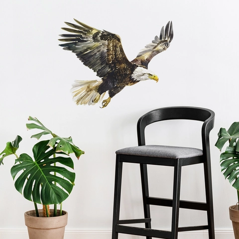 Aquarel Amerikaanse Zeearend Muursticker PVC Zelfklevend Afneembaar Dierlijk Decor Voor Woonkamer Slaapkamer Kantoor Huis