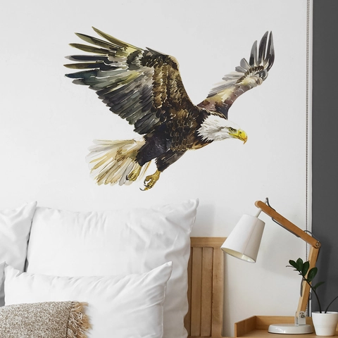 Aquarel Amerikaanse Zeearend Muursticker PVC Zelfklevend Afneembaar Dierlijk Decor Voor Woonkamer Slaapkamer Kantoor Huis
