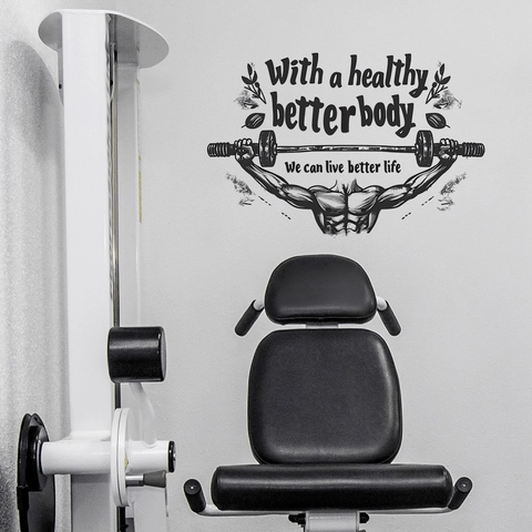 Sticker Mural Fitness Citation Motivationnelle Pour Salle De Sport Avec Un Meilleur Corps Nous Pouvons Vivre Une Vie Meilleure Décalcomanie