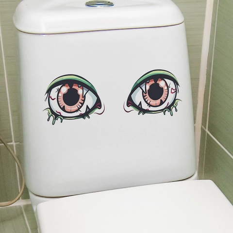 Pegatinas para Inodoro de Halloween Globo Ocular Terrorífico PVC Impermeable Removible Ojo de Monstruo Calcomanía para Baño Decoración
