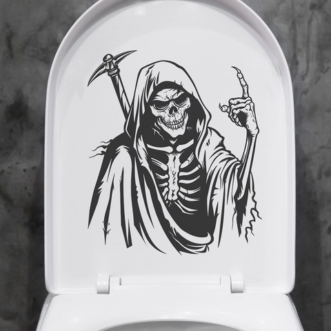 Halloween Αυτοκόλλητο Τουαλέτας Χάρος Σκελετός Δρεπάνι PVC Αδιάβροχο Γοτθική Διακόσμηση Μπάνιου Διακόσμηση Πάρτι