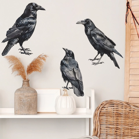 Aquarell Krähe Rabe Wandaufkleber PVC Abnehmbare Gothic Vogel Wandtattoos Für Halloween Zuhause Wohnzimmer Schlafzimmer Deko