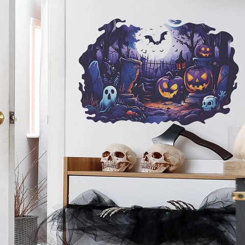 Αυτοκόλλητο Τοίχου Halloween Κολοκύθα Νυχτερίδα Φάντασμα PVC Αυτοκόλλητο Αφαιρούμενο για Κρεβατοκάμαρα Καθιστικό Διακόσμηση