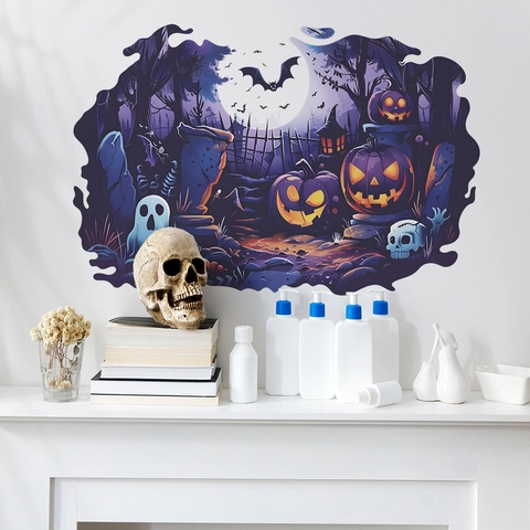 Αυτοκόλλητο Τοίχου Halloween Κολοκύθα Νυχτερίδα Φάντασμα PVC Αυτοκόλλητο Αφαιρούμενο για Κρεβατοκάμαρα Καθιστικό Διακόσμηση