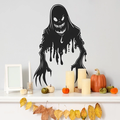 Halloween Horror Ghost Shadow Wall Sticker Black PVC Self Adhesive Decal For Living Room Bedroom Window Party Decor