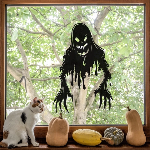 Halloween Horror Ghost Shadow Wall Sticker Black PVC Self Adhesive Decal For Living Room Bedroom Window Party Decor