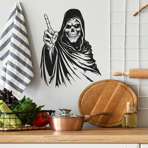 Halloween Sensenmann Totenkopf Wandtattoo PVC Abnehmbar Gothisch Geist Aufkleber Für Zuhause Wohnzimmer Schlafzimmer Dekor