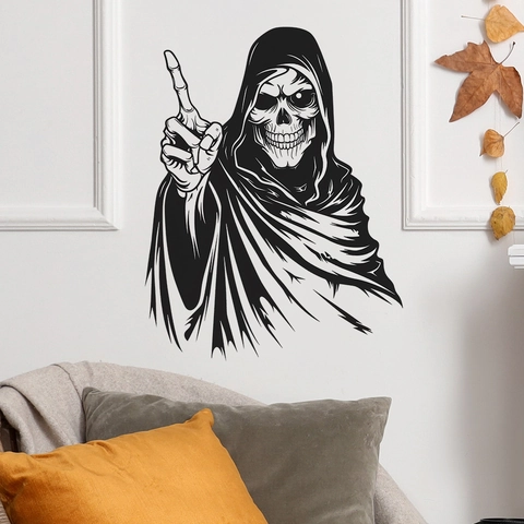 Halloween Sensenmann Totenkopf Wandtattoo PVC Abnehmbar Gothisch Geist Aufkleber Für Zuhause Wohnzimmer Schlafzimmer Dekor