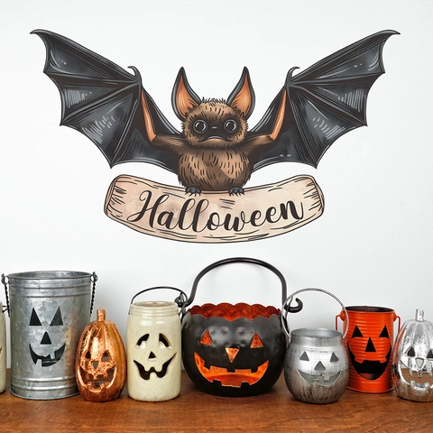 Αυτοκόλλητο Τοίχου Νυχτερίδα Halloween Κινουμένων Σχεδίων PVC Αφαιρούμενο Για Σαλόνι Κρεβατοκάμαρα Πάρτι Διακόσμηση Σπιτιού Θέμα