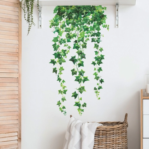Pegatina de Pared de Enredaderas de Hiedra Verde PVC Calcomanía de Planta Colgante Realista Para Dormitorio Sala de Estar Decoración