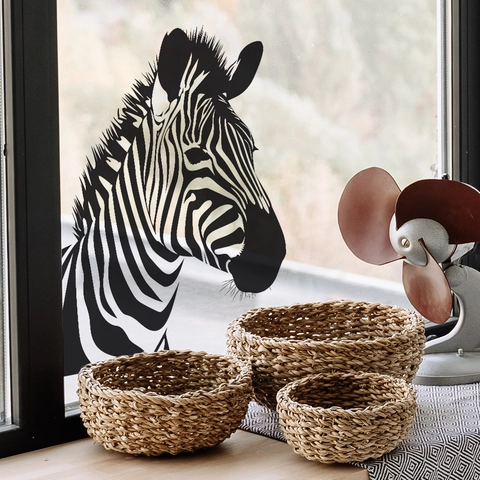 Zebra Head Silhouette PVC Window Sticker Modern Minimalist Black White Animal Pattern Glass Door Wall Decor Home Ornaments