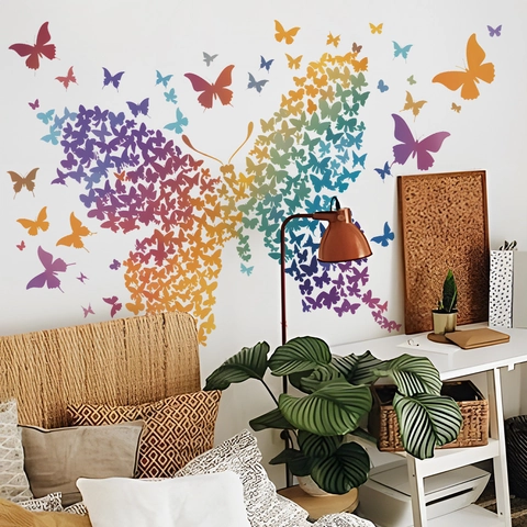 Regenboog Vlinder Muurstickers Kleurrijke DIY Verwijderbare PVC Muurstickers Voor Kinderkamer Slaapkamer Woonkamer Huis Muurkunst Decor