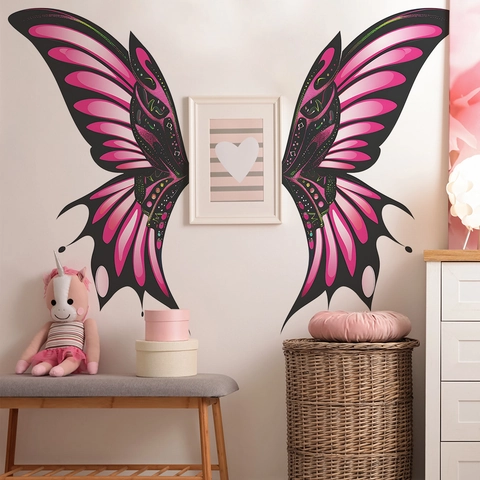 Pegatina de Pared Alas de Mariposa PVC Impermeable Decoración para Habitación de Niños Sala de Estar Fondo de Pared