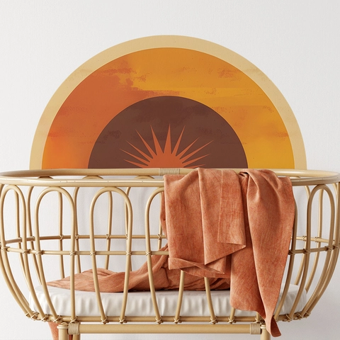 Boho Halbkreis Sonnenuntergang Wandaufkleber Moderner Minimalistischer PVC Aufkleber Für Schlafzimmer Wohnzimmer Wanddeko