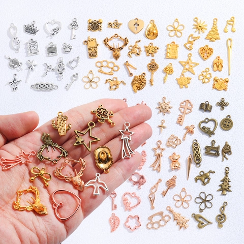 Vintage Zinc Alloy Mixed Charms For DIY Jewelry Making Antique Silver Bronze Gold Metal Pendants Craft Findings Accessories