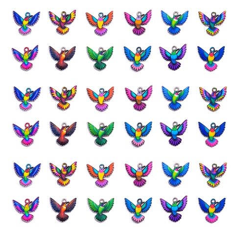 Colgantes de Colibrí de Aleación de Zinc con Esmalte Colorido para Accesorios de Fabricación de Joyas DIY Amuletos de Pájaro para Collar Llavero