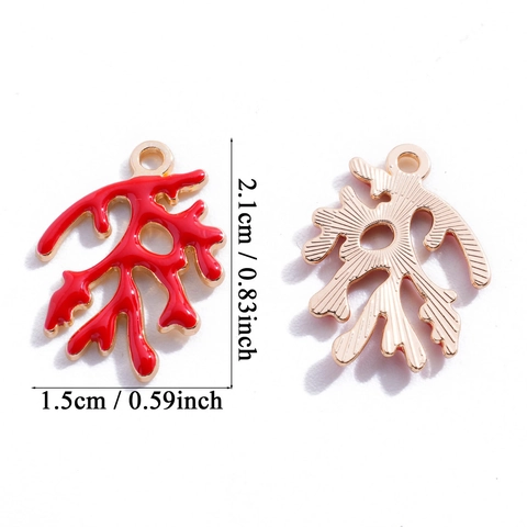 Pendentifs en Alliage en Forme de Corail Marin Charmes Émaillés Colorés Goutte d'Huile pour Fabrication de Bijoux Collier Bracelet DIY