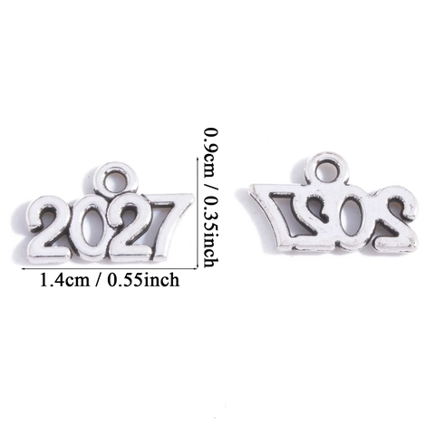 Colgantes de Aleación Vintage Número de Año 2025 2026 2027 Para Creación de Joyas DIY Collares Pulseras Dijes Regalo de Graduación Año Nuevo