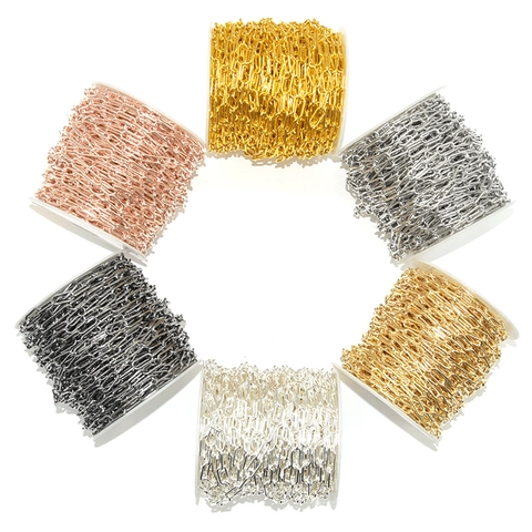Fashion Iron Paperclip Chain DIY Jewelry Links Metal Cross Chain For Necklace Bracelet Accessory Spool Material Electroplated Links
