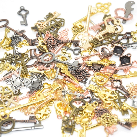 Vintage Alloy Key Charms Mixed Styles Retro Pendants For DIY Jewelry Making Necklace Bracelet Crafting Decoration Accessories