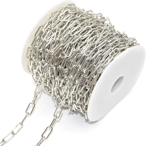 Fashion Iron Paperclip Chain DIY Jewelry Links Metal Cross Chain For Necklace Bracelet Accessory Spool Material Electroplated Links