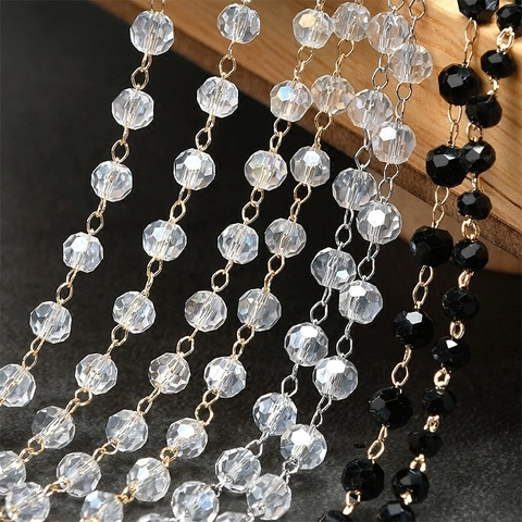 Faceted Crystal Bead Copper Chain For DIY Jewelry Making Handmade Necklace Bracelet Earrings Accessory Beaded Chain Material