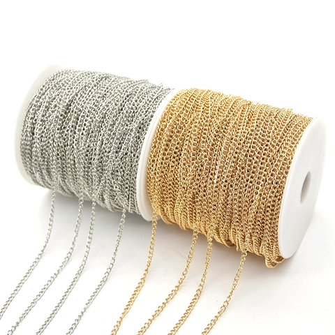Iron DIY Jewelry Making Chain Bulk Dense Link Extender Chain For Necklaces Bracelets Accessories Electroplated Retro Metal Chain