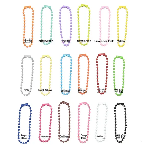 Colorful Lacquered Iron Ball Chain With Connector Clasp For DIY Jewelry Making Tag Key Chain Bead Chain Findings