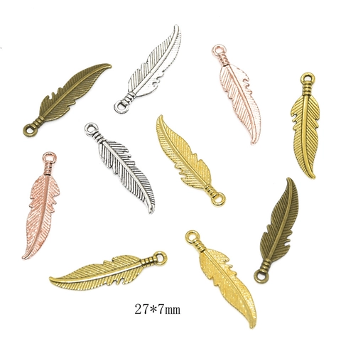 Retro Alloy Feather Pendant Charms For DIY Jewelry Making Necklaces Bracelets Earrings Vintage Nature Style Multi Color Metal Accessory