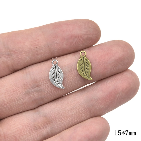 Vintage Zinc Alloy Leaf Shape Pendants For DIY Jewelry Making Antique Silver Bronze Leaf Charms For Earrings Necklaces Bracelets